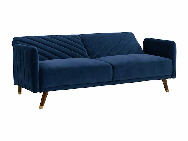 Slaapbank 3-zits slaapbank in fluweel - midnight blue - afbeelding 5 van  6