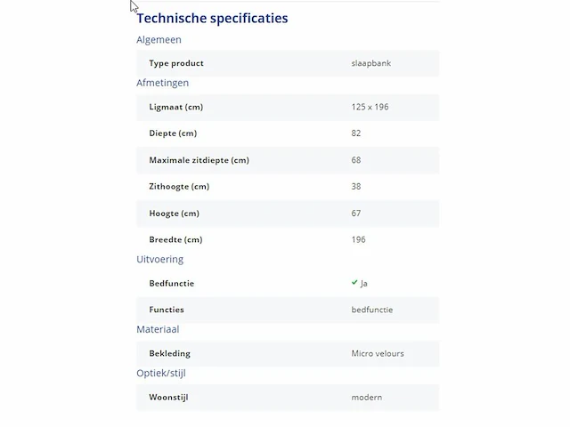 Slaapbank in microvelours - afbeelding 5 van  5