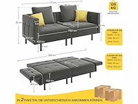 Slaapbank met slaapfunctie - grijs - afbeelding 5 van  10