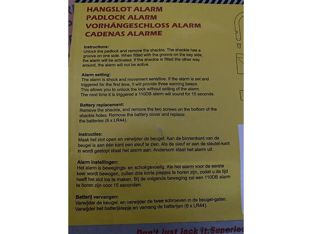 Slot met alarm - afbeelding 2 van  2