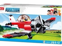 Sluban stuntvliegtuig junior 15,9 cm rood/zwart/wit 128-delig - afbeelding 1 van  5