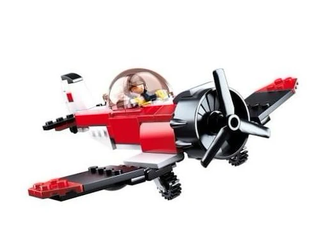 Sluban stuntvliegtuig junior 15,9 cm rood/zwart/wit 128-delig - afbeelding 3 van  5