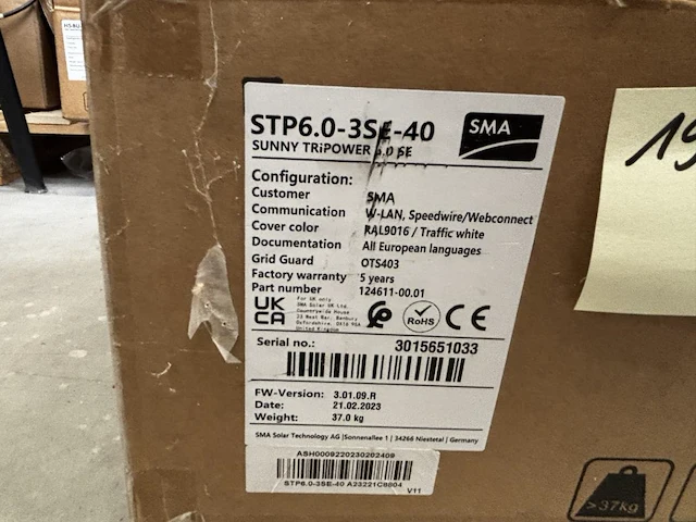 Sma omvormer 6 kw, hybride, driefasig, 2 mppt, geen display, geen wifi - afbeelding 7 van  7
