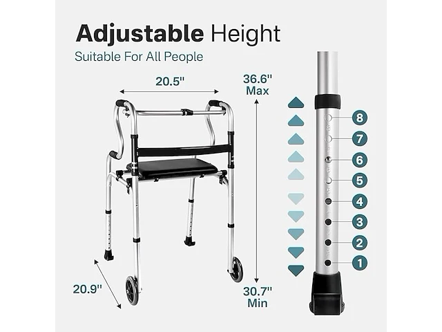 Smalle rollator vaste voet of wielen - afbeelding 5 van  6