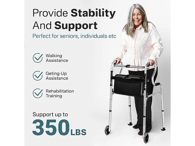 Smalle rollator vaste voet of wielen - afbeelding 2 van  6