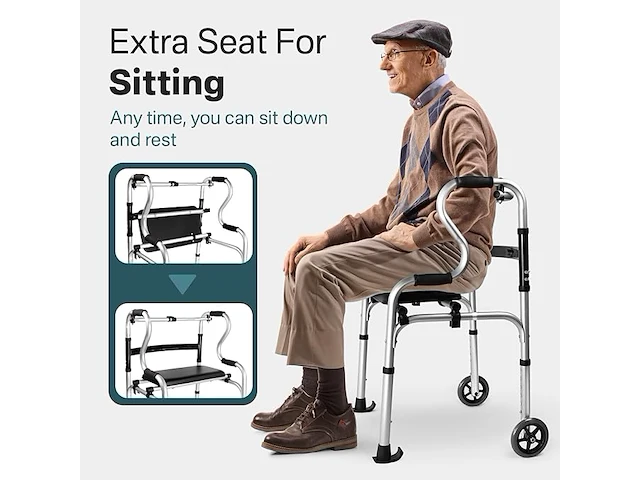 Smalle rollator vaste voet of wielen - afbeelding 3 van  6