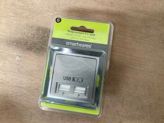 Smartwares s2 usb wandcontactdoos, grijs (10x) - afbeelding 1 van  2