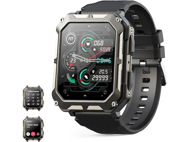 Smartwatch heren zwart - afbeelding 1 van  4