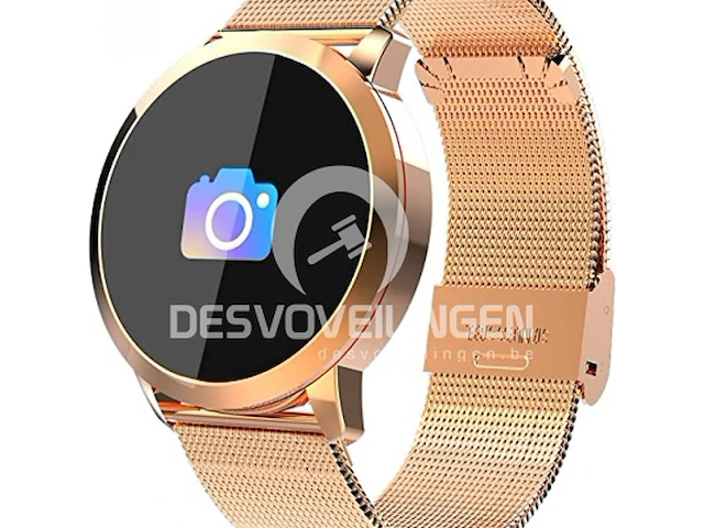 Smartwatch ip67 met hartslagmeter goudkleurige rvs band - afbeelding 1 van  7