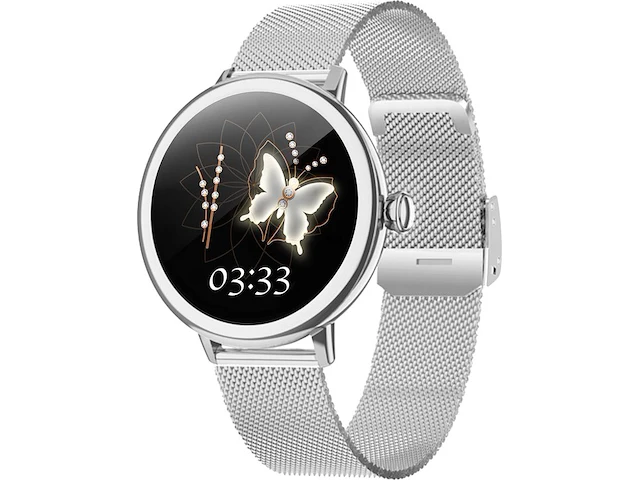 Smartwatch voor zowel ios als android zilver rond - afbeelding 1 van  10