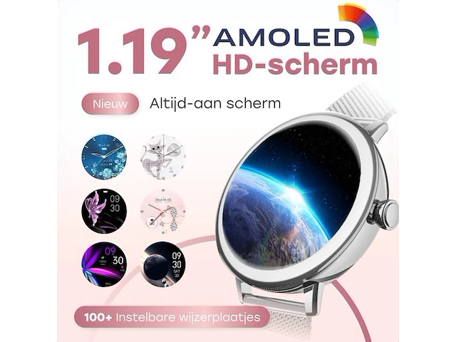 Smartwatch voor zowel ios als android zilver rond - afbeelding 4 van  10