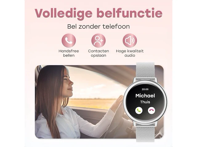 Smartwatch voor zowel ios als android zilver rond - afbeelding 5 van  10
