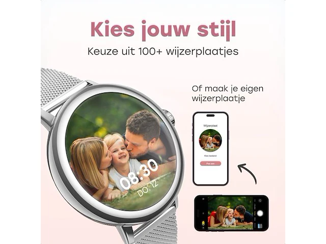 Smartwatch voor zowel ios als android zilver rond - afbeelding 6 van  10