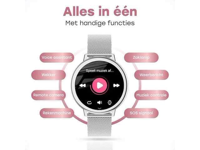 Smartwatch voor zowel ios als android zilver rond - afbeelding 8 van  10