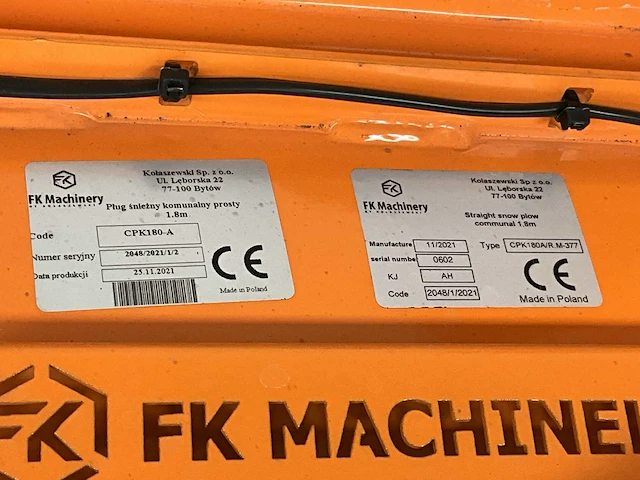 Sneeuwschuiver fk machinery nieuw en ongebruikt - afbeelding 5 van  6