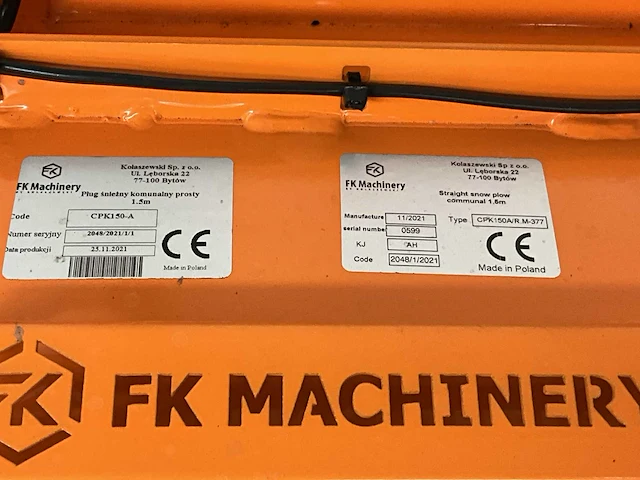 Sneeuwschuiver fk machinery nieuw en ongebruikt - afbeelding 7 van  7