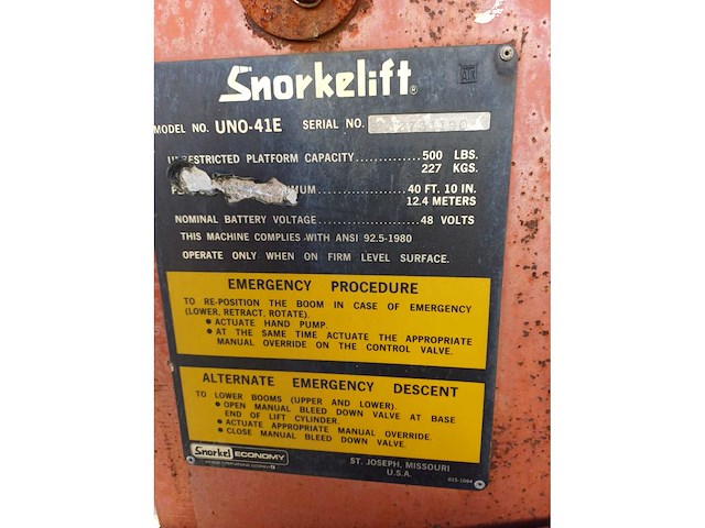 Snorkelift uno 41e 12.4 meter hoogwerker - afbeelding 7 van  15