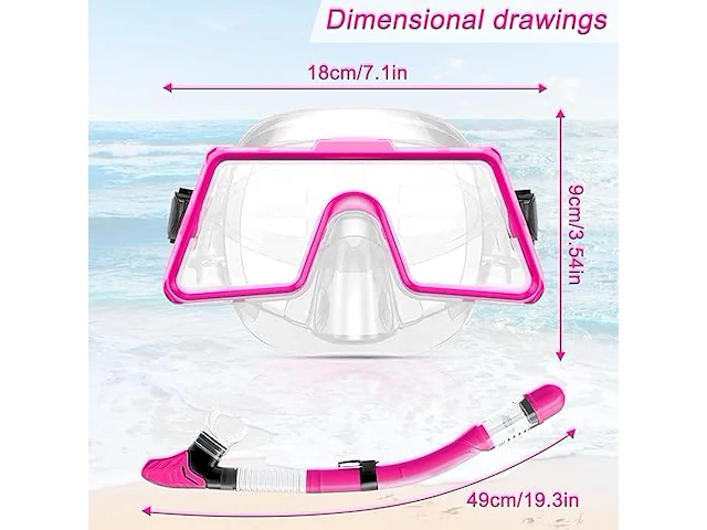 Snorkelset volwassenen roze - afbeelding 4 van  4