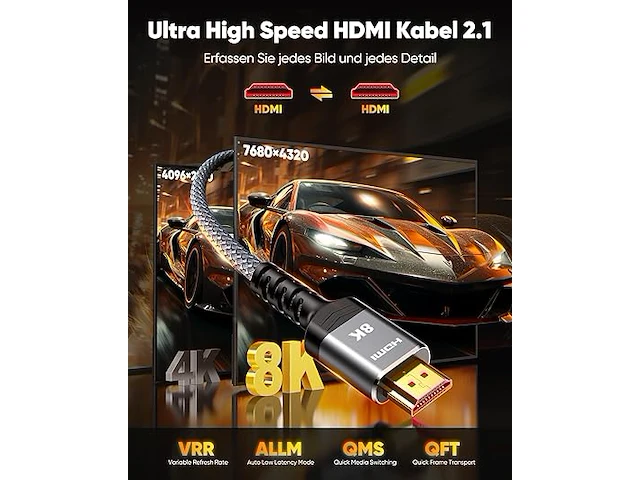 Snowkids hdmi 2.1-kabel 8k 3m (2 stuks) - afbeelding 3 van  4