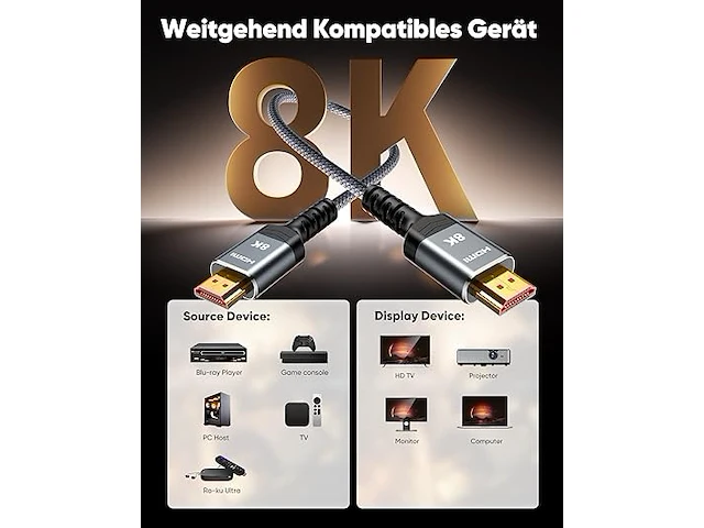 Snowkids hdmi 2.1-kabel 8k 3m (2 stuks) - afbeelding 2 van  4