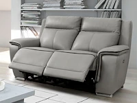 Sofa 2 plaatsen relax elektrisch leer - grijs - afbeelding 1 van  8