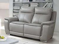 Sofa 2 plaatsen relax elektrisch leer - grijs - afbeelding 8 van  8