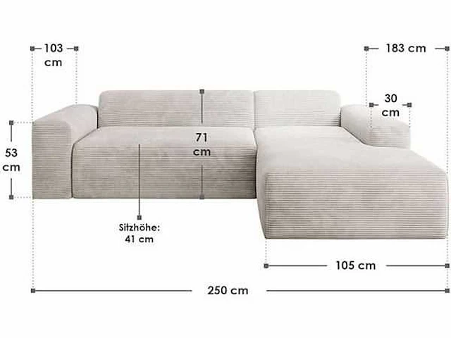 Sofa met stof - moderne hoekbank - beige - stof - afbeelding 3 van  6