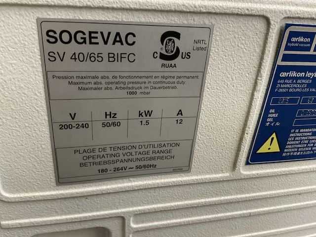 Sogevac sv 65 bifc vacuümpomp - afbeelding 7 van  9