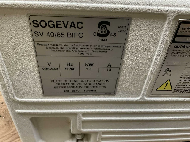Sogevac sv65 bifc vacuümpomp - afbeelding 7 van  7