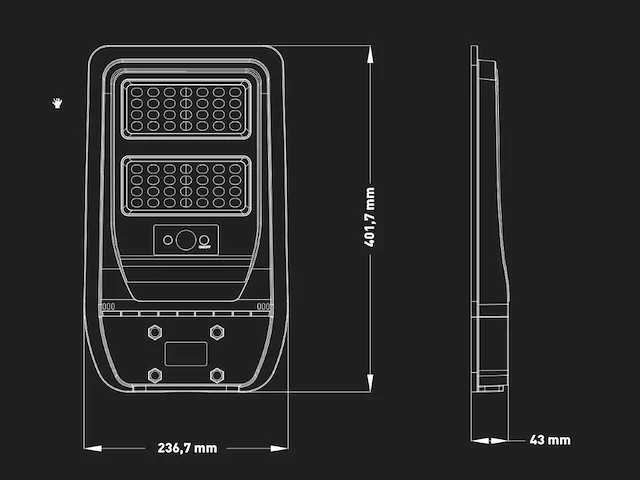 Solar 750lm led straatverlichting sensor en remote (2x) - afbeelding 6 van  7