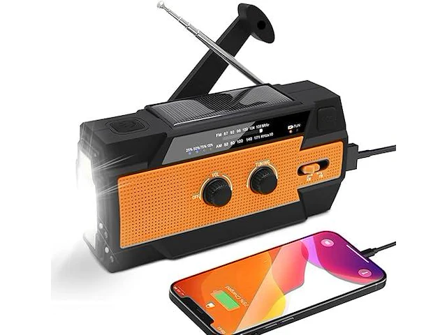 Solar accu crank radio / powerbank / led - afbeelding 1 van  3