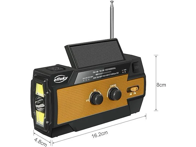 Solar accu crank radio / powerbank / led - afbeelding 3 van  3