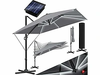 Solar led parasol xl 300 x 300 cm met hoes en windbescherming