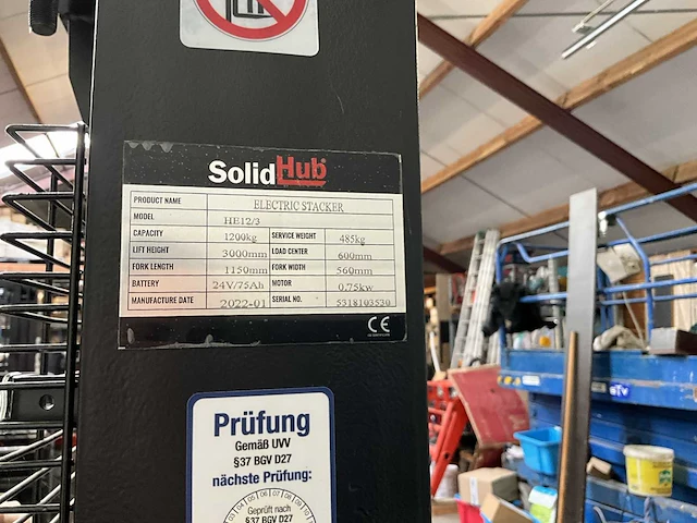 Solid hub lift elektrische stapelaar - afbeelding 9 van  9