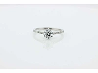 Solitair - 14 karaat witgoud - ring