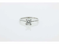 Solitair - 14 karaat witgoud - ring