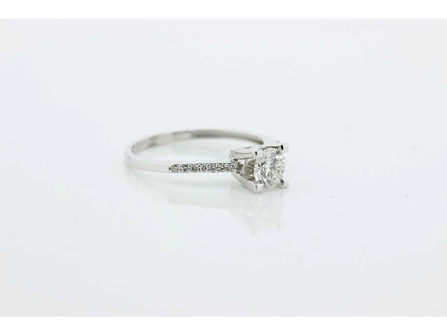 Solitair - 14 karaat witgoud - ring - afbeelding 2 van  7