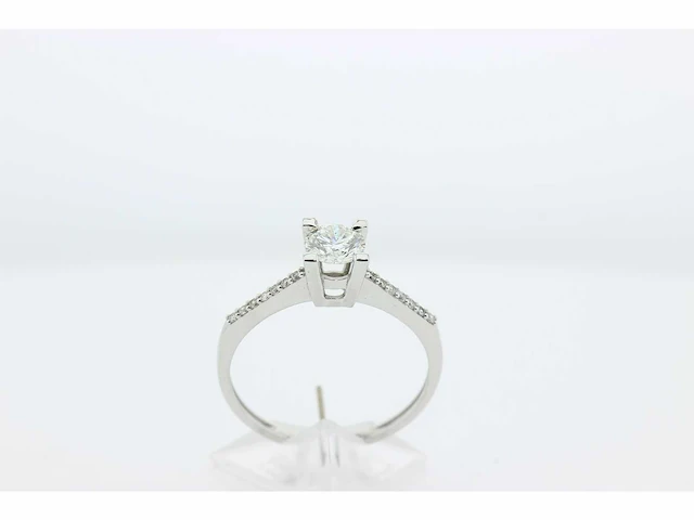 Solitair - 14 karaat witgoud - ring - afbeelding 4 van  7