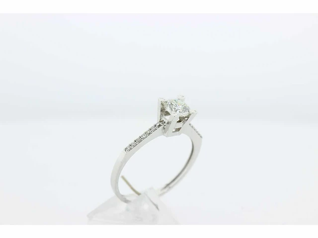 Solitair - 14 karaat witgoud - ring - afbeelding 5 van  7