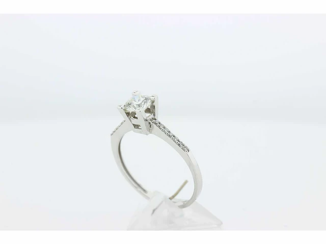 Solitair - 14 karaat witgoud - ring - afbeelding 6 van  7