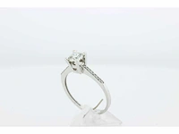 Solitair - 14 karaat witgoud - ring - afbeelding 6 van  7