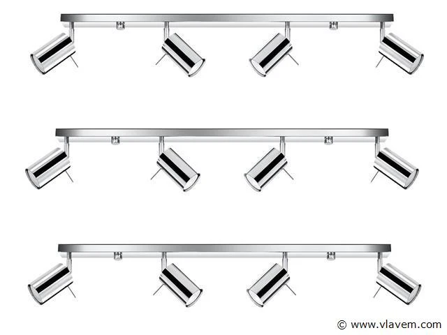 Solo focus plafond armatuur 4 x spots chrome - afbeelding 4 van  4