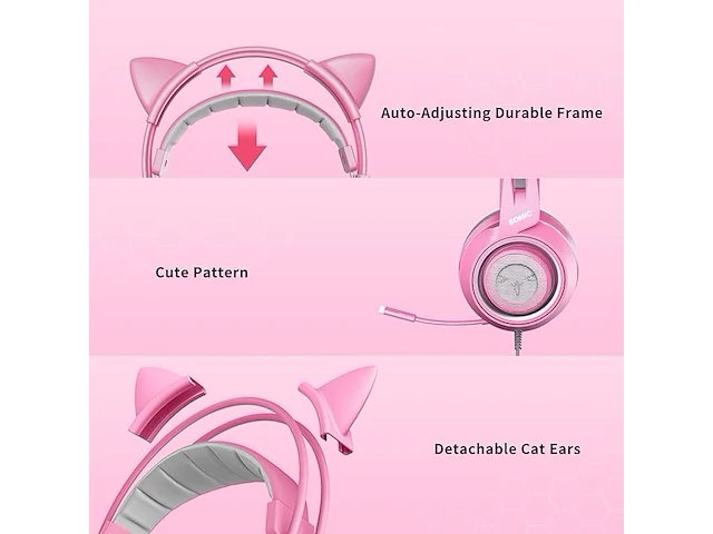 Somic roze gaming-headset - afbeelding 4 van  7