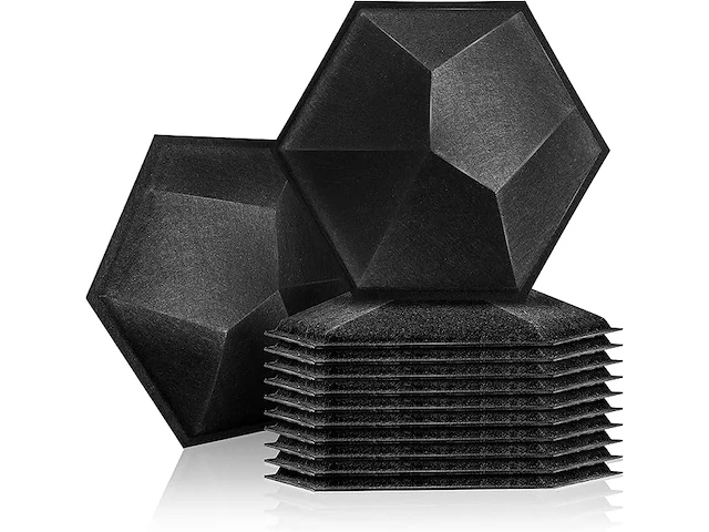 Sonic acoustics 12 pack zwarte zeshoek 3d geluidsisolatie - afbeelding 1 van  6