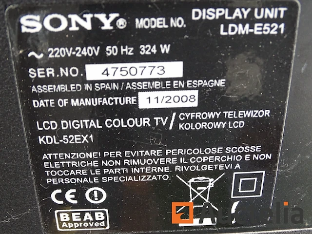 Sony bravia ldm-e521 flat panel televisies - afbeelding 8 van  9