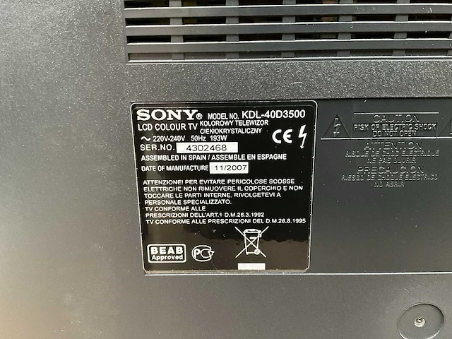 Sony kdl-40d3500 40” televisie - afbeelding 4 van  5