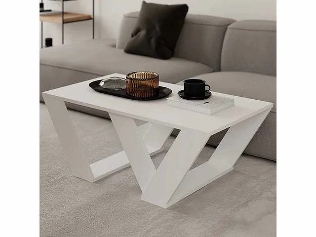 Spaanplaat salontafel wit - b110 x h40 x d60 cm - afbeelding 2 van  4