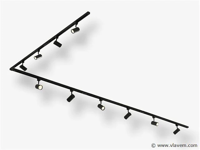 Spanningsrail 400 cm inclusief 24 spots zwart - afbeelding 1 van  8