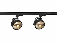Spanningsrail 400 cm met 10 spots es111 zwart - afbeelding 1 van  7