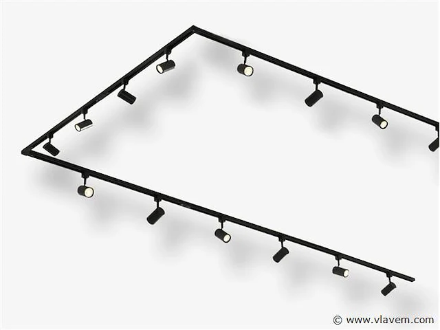 Spanningsrail 600 cm inclusief 20 spots zwart - afbeelding 1 van  8